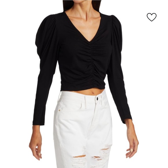 FRAME puff sleeve black top size small - Picture 1 of 5